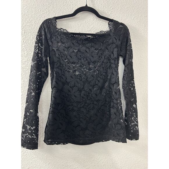 DJT Fashion Size‎ S Black Lace Floral Long Sleeved Lined Top Goth Grunge Witchy - Picture 7 of 12